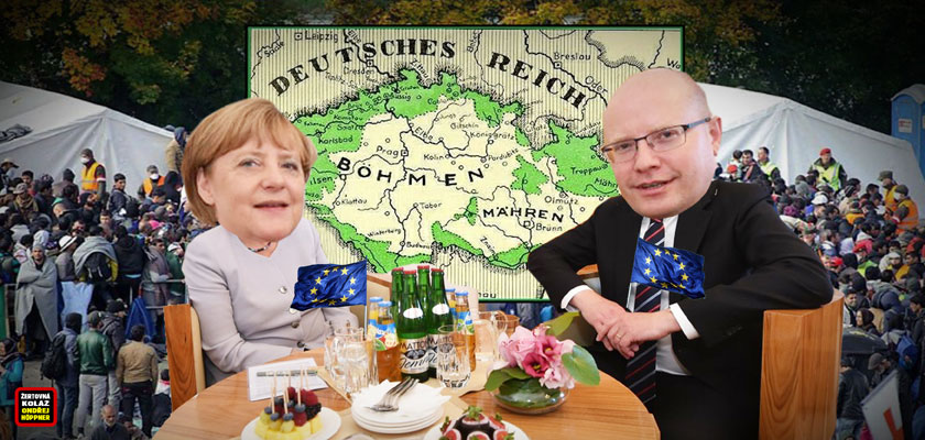 Bohuslav Merkel Sobotka: Soudružko, Angelo, evropský Bundeswehr vám pomohu prosadit. Z Ventotene míří papaláši diktovat do Bratislavy. Snad na ni Nebe také nesešle zemětřesení. V plánu je pohroma pro celou Evropu